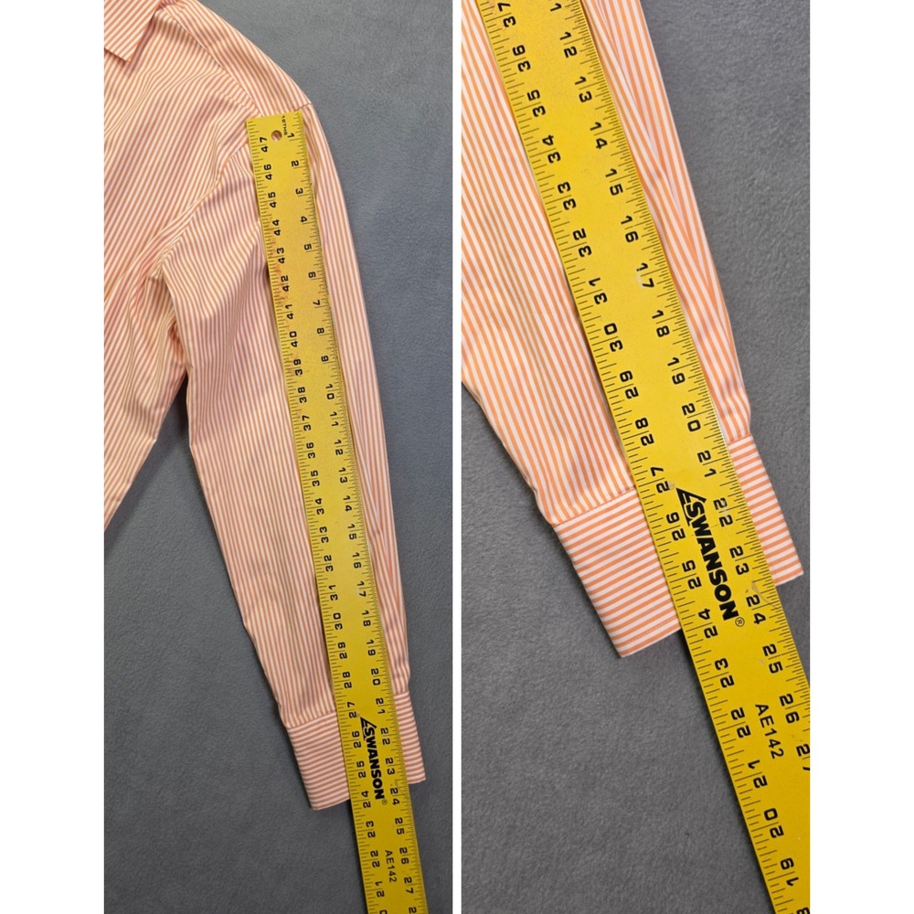 Stenströms Fitted Body Orange Stripe Twofold Cotton Dress Shirt Men 17 43 - Picture 7 of 8